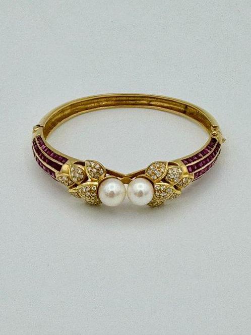 Armband - 18 karaat Geel goud -  8.15ct. tw. Robijn -, Handtassen en Accessoires, Antieke sieraden