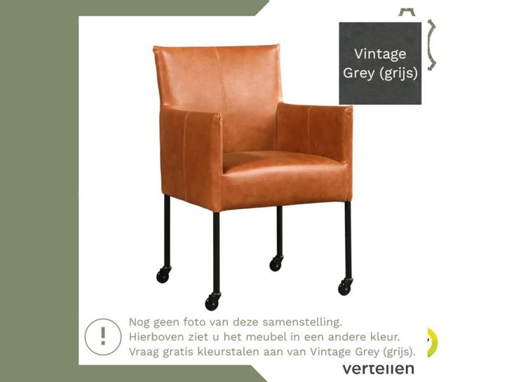 Leren eetkamerstoel Desire - Vintage Grey (grijs) - Poten, Huis en Inrichting, Stoelen, Grijs, Eén, Nieuw, Leer, Ophalen of Verzenden