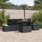 vidaXL 6-delige tuinset met kussens, zwart poly rattan, Verzenden, Nieuw