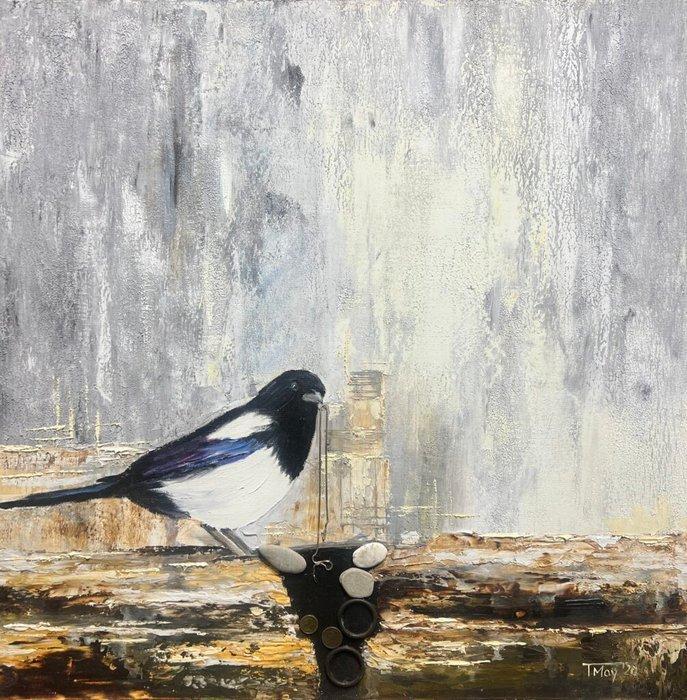 T. May - Magpie, Antiquités & Art, Art | Peinture | Classique