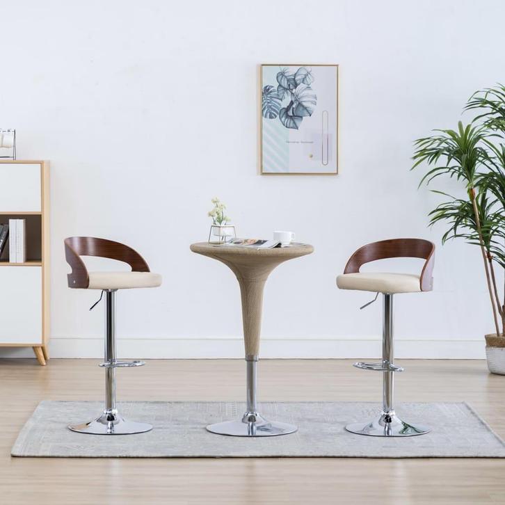 vidaXL Barkrukken 2 st kunstleer en gebogen hout, Huis en Inrichting, Barkrukken, Nieuw, Verzenden
