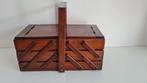 Naaidoos - Antieke houten harmonica naaikoffer - naaidoos -