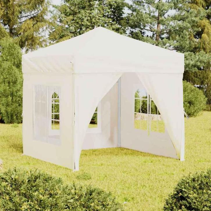 vidaXL Partytent inklapbaar met zijwanden 2x2 m crèmekleurig, Tuin en Terras, Partytenten, Nieuw, Verzenden