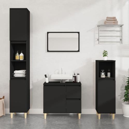 vidaXL Badkamerkast 30x30x100 cm bewerkt hout zwart, Huis en Inrichting, Tafels | Kaptafels, Nieuw, Verzenden