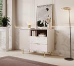 Meubella Dressoir Nicola beige goud 100 cm, Verzenden, Nieuw, 25 tot 50 cm, 100 tot 150 cm