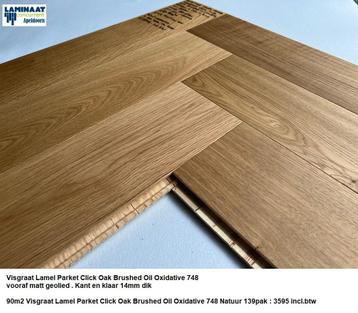 Visgraat Lamel Parket click Natuur Eik 8 X Kleur 14mm dik, Parket