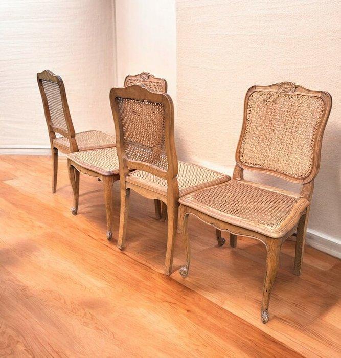 Stoel (4) - Hout, Rattan - Franse Louis XV-stijl, Antiek en Kunst, Curiosa en Brocante