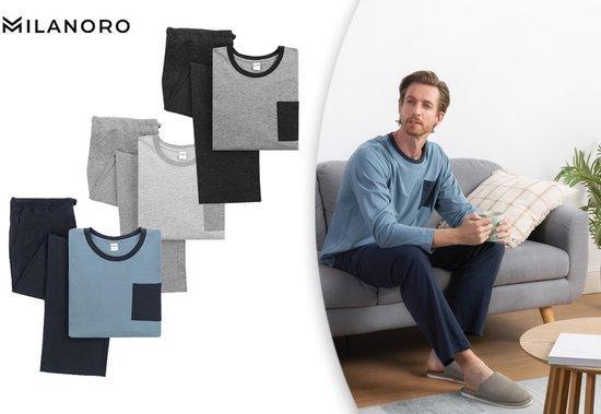 2eChoix | Milanoro - Pyjama homme en coton - Noir/gris - XXL, Kleding | Dames, Ondergoed en Lingerie, Ophalen of Verzenden
