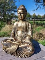 Beeld, 60 cm high gold-colored bronze Buddha statue - 60 cm