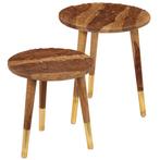 vidaXL Salontafels 2 st massief hout, Huis en Inrichting, Verzenden, Nieuw