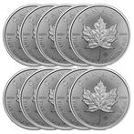 Canada. 10 x 1 oz $5 CAD Silver Maple Leaf Coin BU (Random, Postzegels en Munten