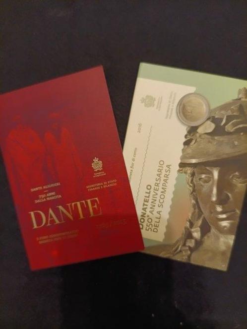 San Marino. 2 Euro 2015/2016 Dante + Donatello (2 coins), Postzegels en Munten, Munten | Europa | Euromunten