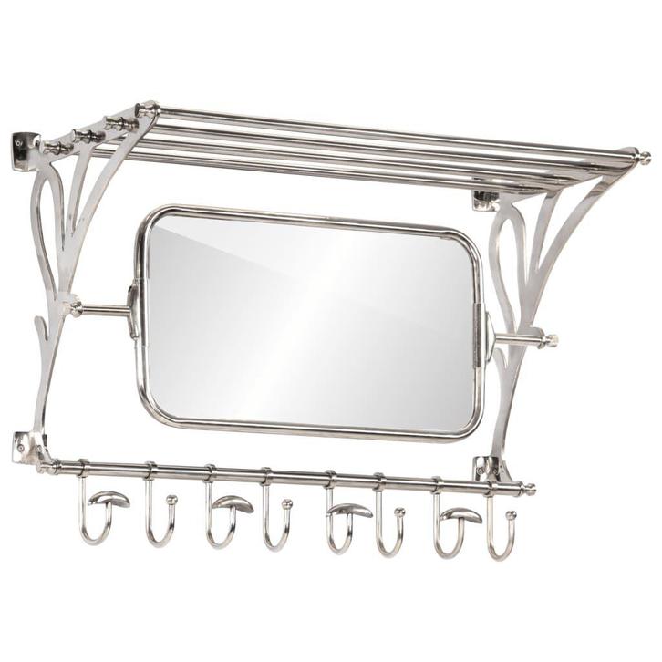 Wandrek met Spiegel & Hangers | OP = OP | Aluminium -57%, Huis en Inrichting, Woonaccessoires | Wandplanken en Boekenplanken, Nieuw