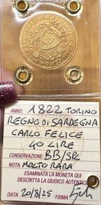 Italië, Koninkrijk Sardinië Carlo Felice. 40 Lire 1822 -, Postzegels en Munten