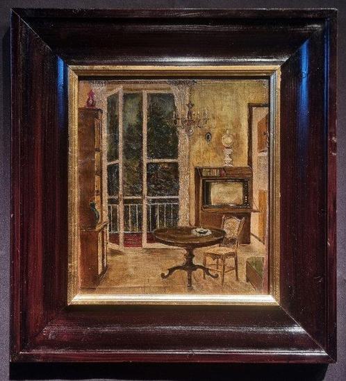 École italienne (XX) - Salotto, Antiek en Kunst, Kunst | Schilderijen | Klassiek