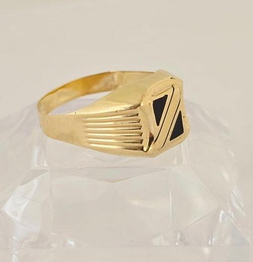 Zonder Minimumprijs - Zegelring - 14 karaat Geel goud - Onyx, Handtassen en Accessoires, Antieke sieraden