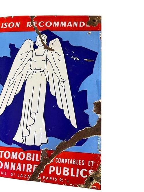 Reclamebord - Oud clubautomobielplaatje - Emaille, Antiek en Kunst, Antiek | Wandborden en Tegels