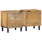 vidaXL Nachtkastjes 2 st 40x33x46 cm massief mangohout bruin, Verzenden, Nieuw