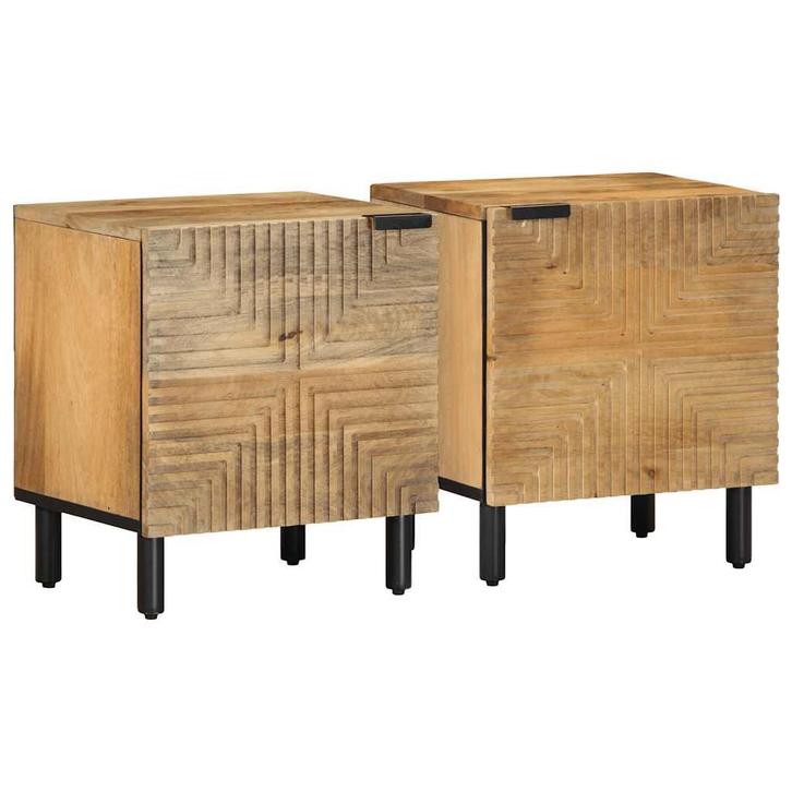 vidaXL Nachtkastjes 2 st 40x33x46 cm massief mangohout bruin, Maison & Meubles, Chambre à coucher | Tables de chevet, Envoi