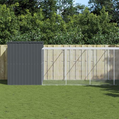 vidaXL Hondenhok met ren 214x865x181 cm gegalvaniseerd staal, Dieren en Toebehoren, Hondenhokken, Nieuw, Verzenden