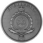 Niue. 5 Dollars 2023 Odin - Lord Of Valhalla 2 oz Antique