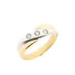 Bicolor gouden rijring met diamant | 0,15 ct. (witgoud), Handtassen en Accessoires, Ringen, Gebruikt, Overige kleuren, Ophalen of Verzenden