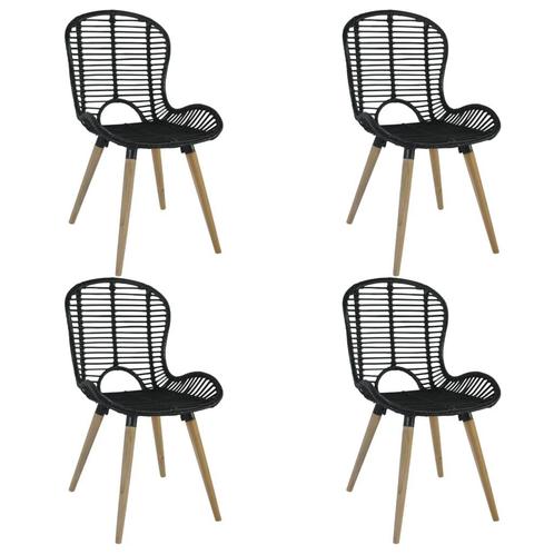 vidaXL Chaises à manger lot de 4 noir rotin naturel, Maison & Meubles, Chaises, Neuf, Envoi