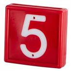 Nummerblok, 1-cijf., rood met witte nummers (cijfer 5) -