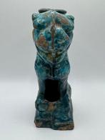 Turkislak afgewerkte leeuwenfiguur - Foo Dog - Keramiek -