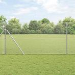 vidaXL Hek met Palen Zilver 1 x 25 m Staal, Verzenden, Nieuw