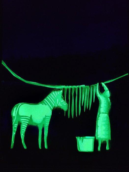 Fictional World (1980) - Banksy´s Washing Zebra Stripes, Antiek en Kunst, Kunst | Schilderijen | Modern