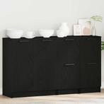 vidaXL Dressoir Zwart Eiken 180 x 30 x 70 cm Bewerkt hout, Huis en Inrichting, Verzenden, Nieuw
