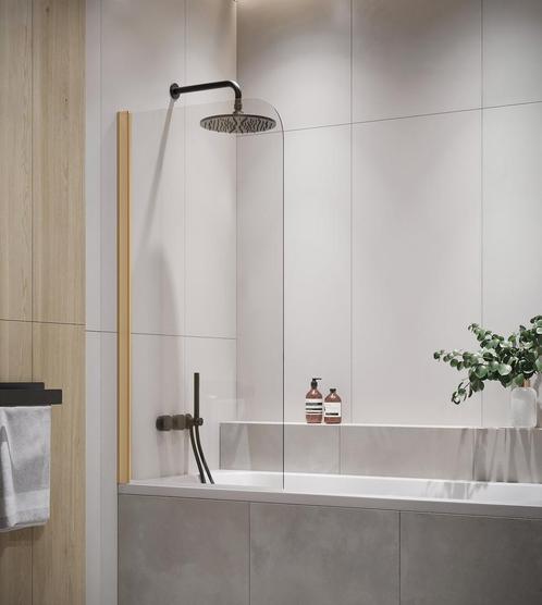 Badwand Torino 90 x 140 cm Goud Badscherm Draaibaar 5 mm, Doe-het-zelf en Bouw, Sanitair, Nieuw, Verzenden