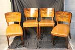 Stoel (4) - Eik, ecoleer - Italiaanse art deco stoelen, Antiek en Kunst