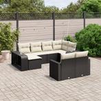vidaXL 10-delige Loungeset met kussens poly rattan zwart, Verzenden, Nieuw