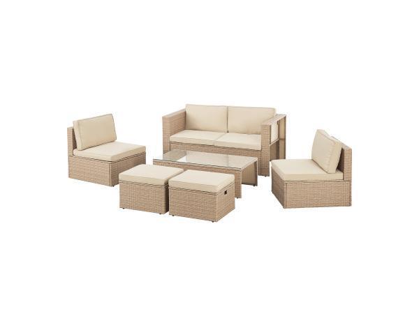 Veiling - Polyrotan Loungeset / Tuinset Salou - Crème, Tuin en Terras, Tuinsets en Loungesets