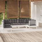 vidaXL 6-delige Loungeset met kussens grenenhout wit, Verzenden, Nieuw, Loungeset