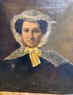 Hollandse School (XIX) - Portret van een vrouw met witte, Antiek en Kunst