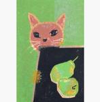 Gashu Fukami (1953) - Cat and Pears, Antiek en Kunst