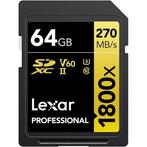 Lexar Professional SDXC 64GB BL 1800X UHS-II V60 Gold, TV, Hi-fi & Vidéo, Ophalen of Verzenden