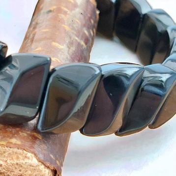 Bracelet en Obsidienne noire du Mexique. Pierre naturelle