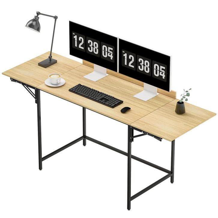 Computertafel - Ruimtebesparend - Stevig -  Eiken + Zwart, Huis en Inrichting, Bureaus, Nieuw, Ophalen of Verzenden