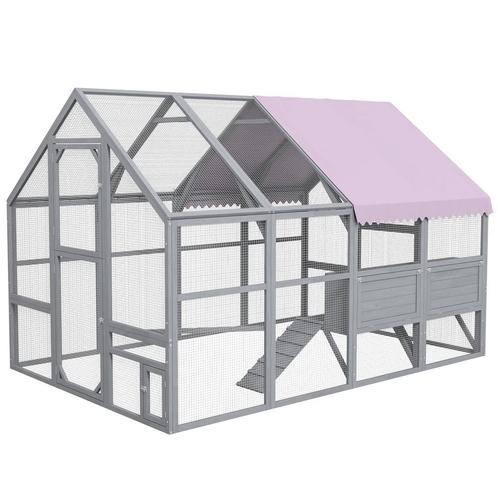 TRUUSK Kippenhok met Vrijloopren - 280 x 185,5 x 188 cm - Me, Dieren en Toebehoren, Vogels | Toebehoren, Verzenden