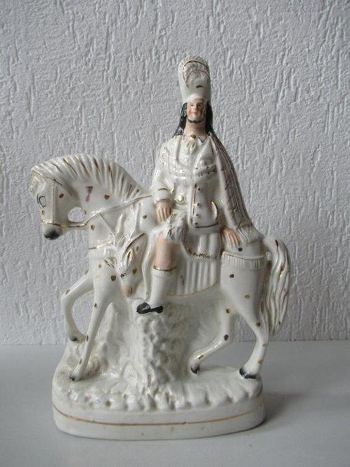 Staffordshire - Beeld, Ruiter te paard - 38 cm - Aardewerk, Antiek en Kunst, Antiek | Glaswerk en Kristal