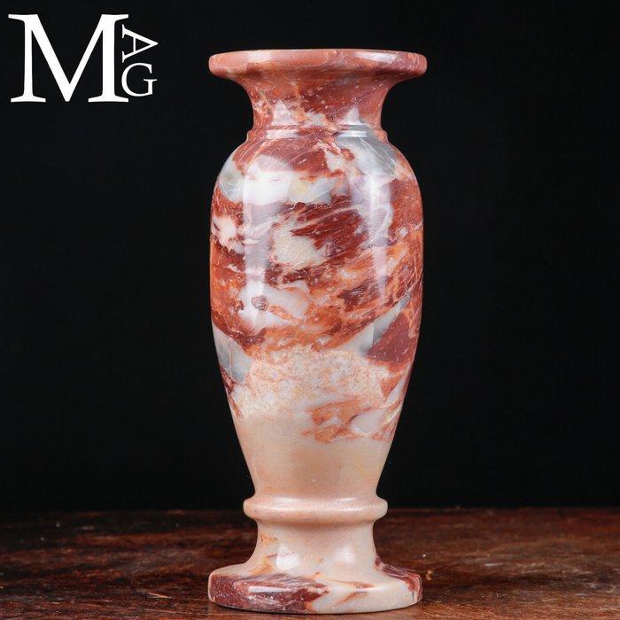 Vaas met bloemblad in gepolijst roze marmer - Hoogte: 250 mm, Antiek en Kunst, Antiek | Overige Antiek