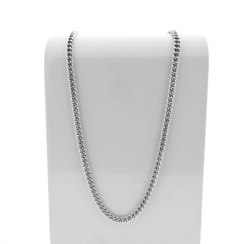 Zilveren gourmetschakel ketting | 95 cm, Handtassen en Accessoires, Kettingen, Overige kleuren, Gebruikt, Zilver, Ophalen of Verzenden