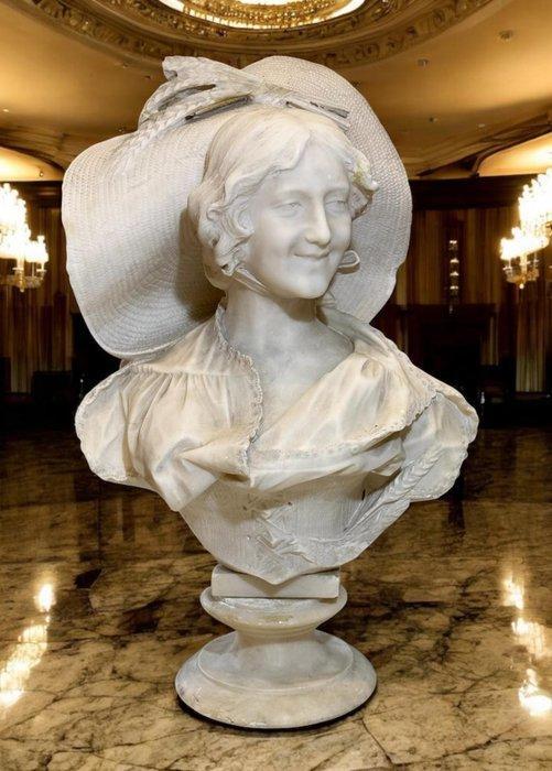 Adolfo Cipriani (1857-1941) - Buste, Busto dama con Cappello, Antiek en Kunst, Antiek | Keramiek en Aardewerk