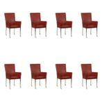 Set van 8 Leren eetkamerstoelen Deal met armleuning -, Ophalen of Verzenden, Nieuw, Leer, Eén