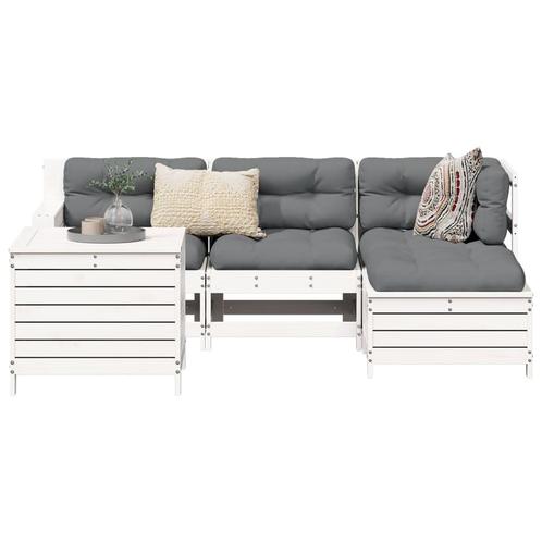 vidaXL 5-delige Loungeset massief grenenhout wit, Tuin en Terras, Tuinsets en Loungesets, Loungeset, Nieuw, Verzenden