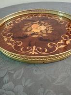 Plateau de service - Bois, burl et laiton, Antiek en Kunst